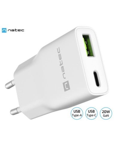 USB polnilec natec Ribera, 20W, bel