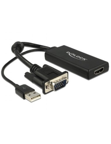 Adapter VGA-M/HDMI-Ž, Delock, aktivni, 25cm