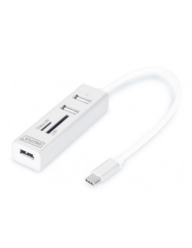 USB 2.0 Hub Digitus DA-70243, 3-Port + 1x USB Tip-C + 1x MicroSD