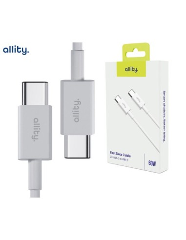 Kabel USB C-C 2m Allity AUC-03, 60W, bel